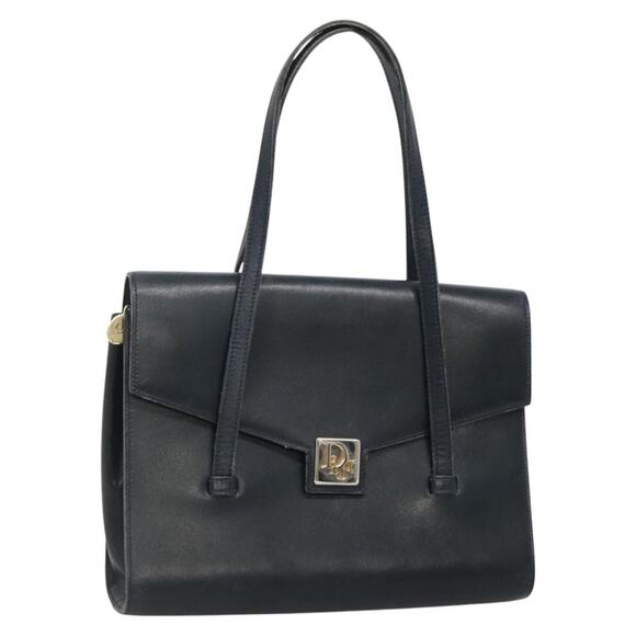 DIOR Hand Bag Leather Navy Gold - Picture 1 of 13